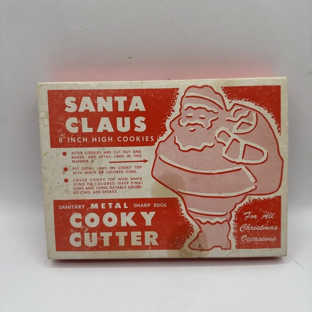 Vintage Santa Claus Metal Cooky Cutter 8 Inch Cookie Fondant Sugar Sheet PlayDoh